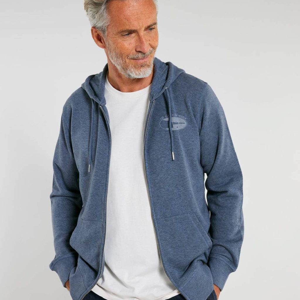 Dark Heather Blue: Logobeg Organic Zip Hood