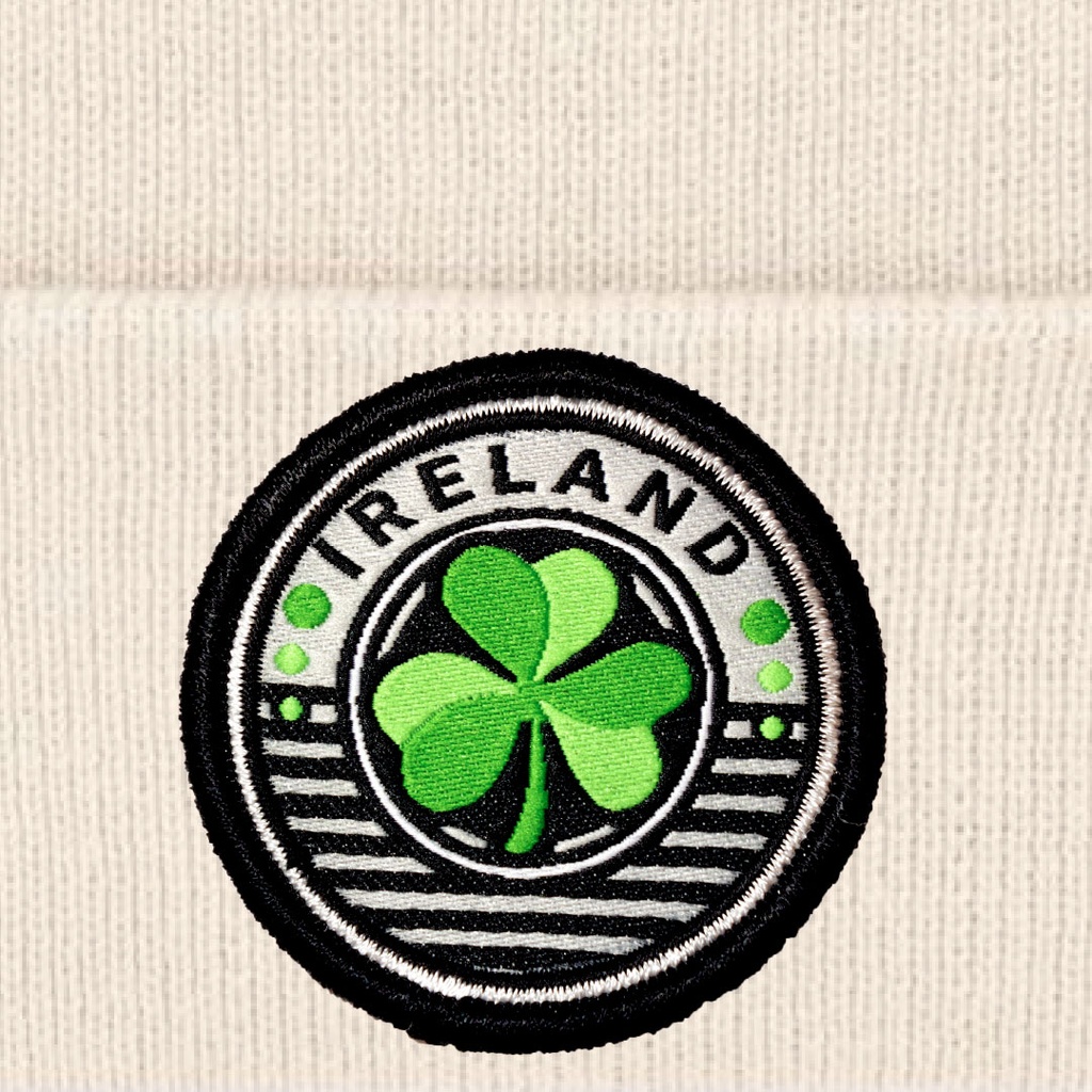 Ireland Circle Shamrock Organic Cotton Beanie