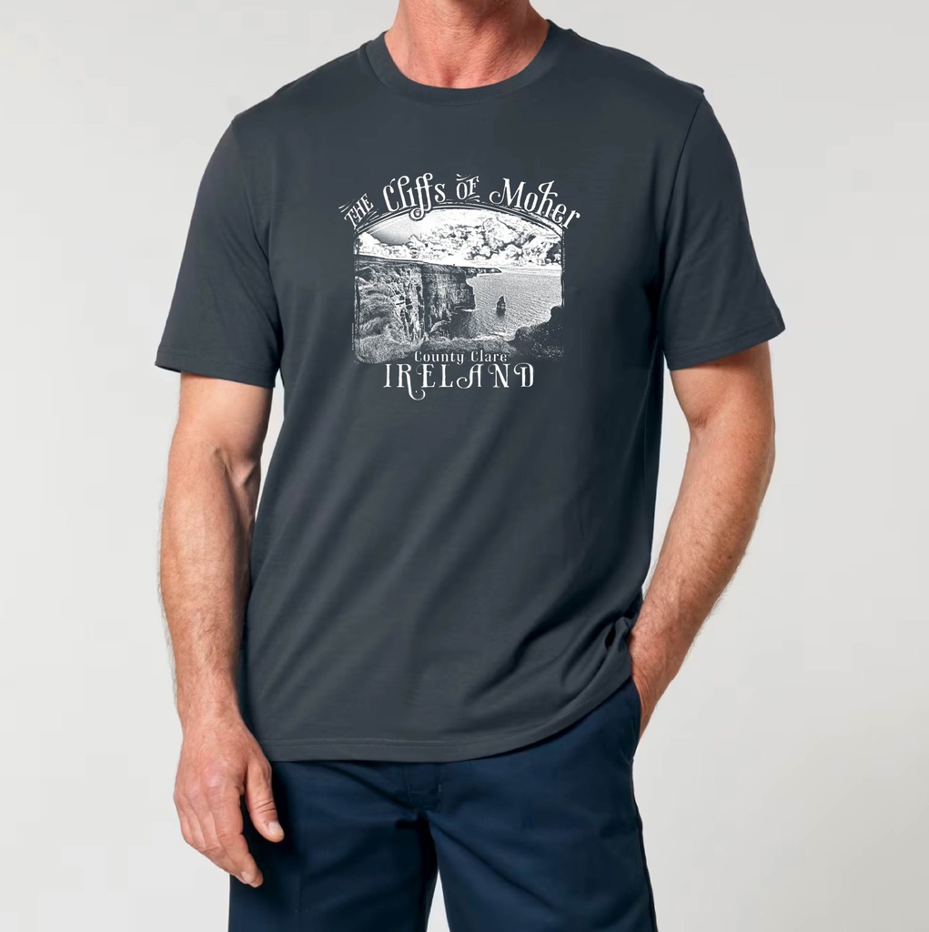 Monochrome Moher Cliffs Organic Unisex T-Shirt
