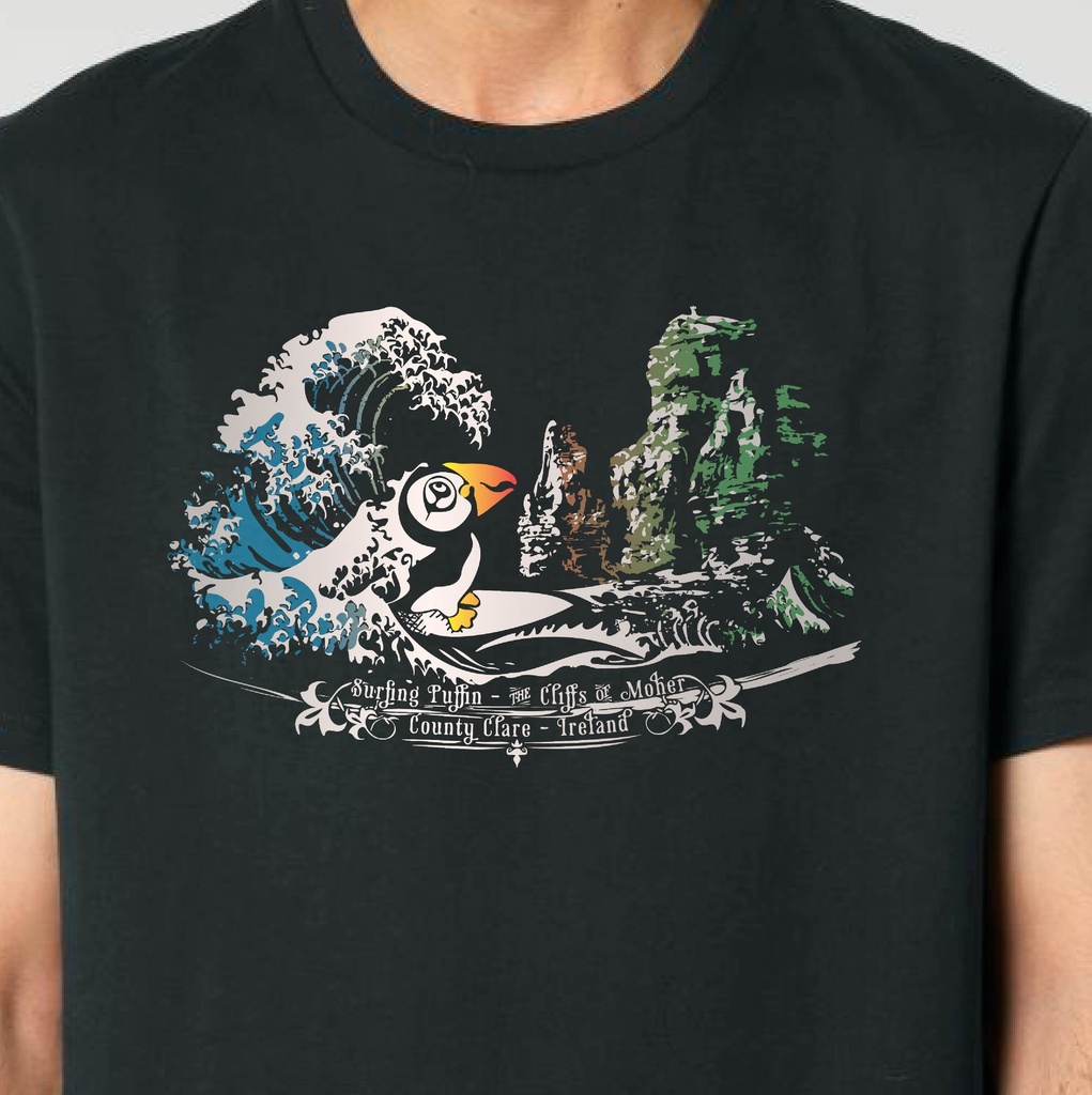 Surfing Puffin Organic Unisex T-Shirt