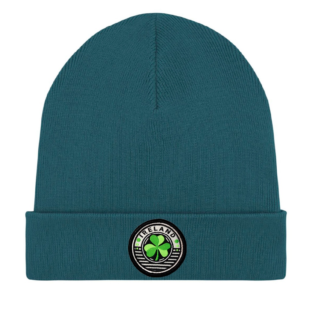 Ireland Circle Shamrock Organic Cotton Beanie