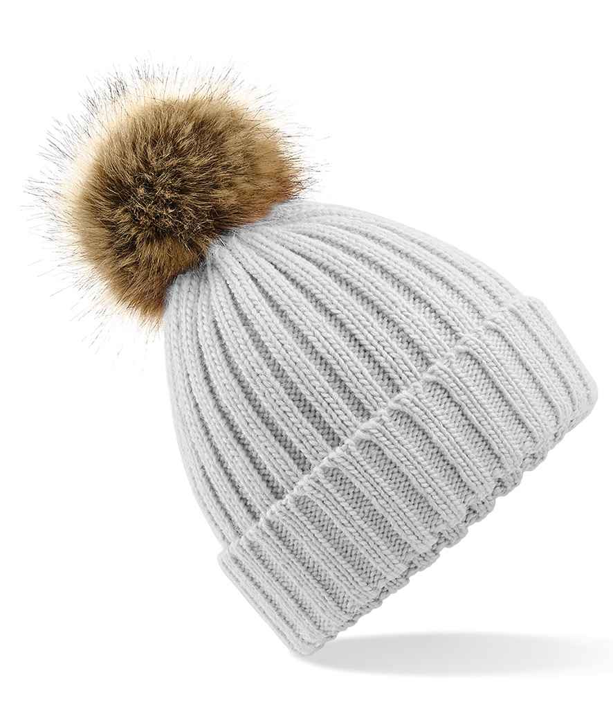 BB412 B/field Fur Pop Pom Chunky Beanie