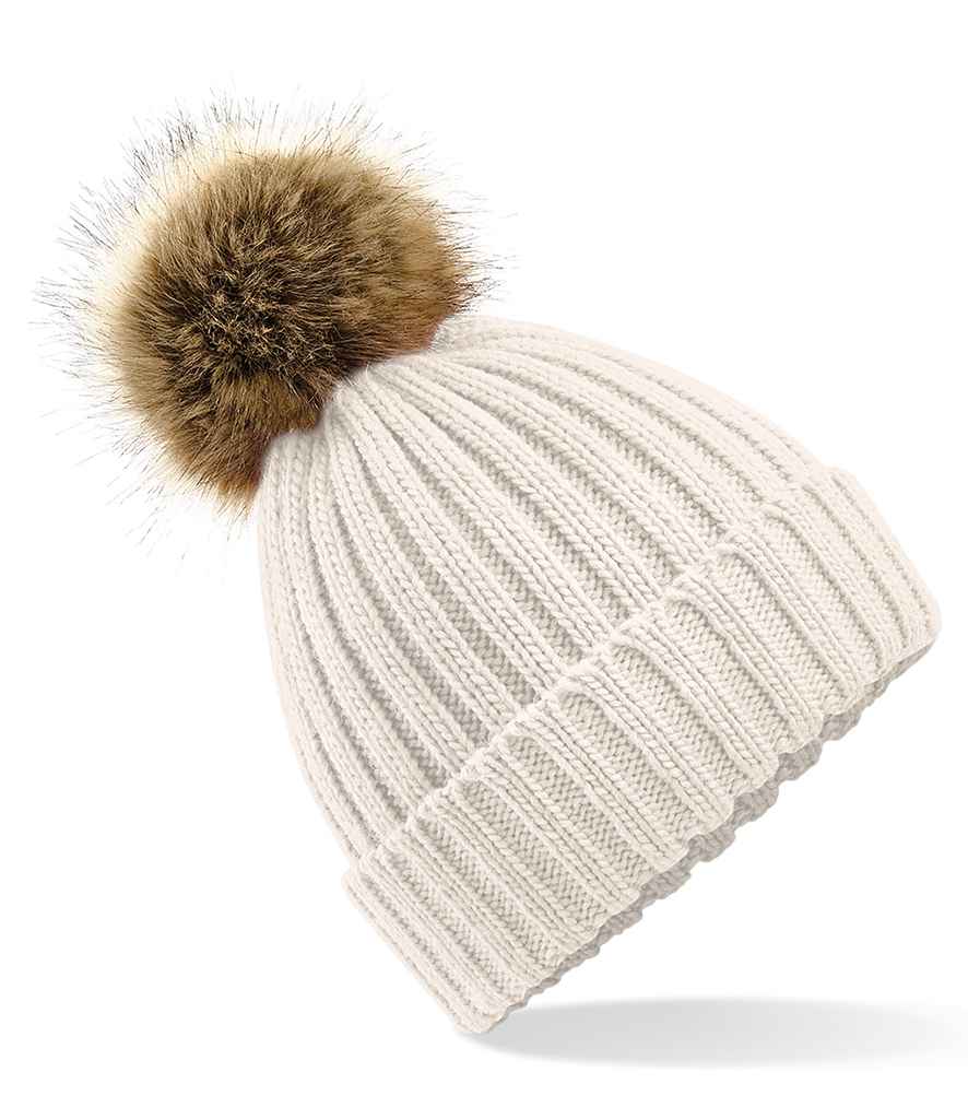 BB412 B/field Fur Pop Pom Chunky Beanie