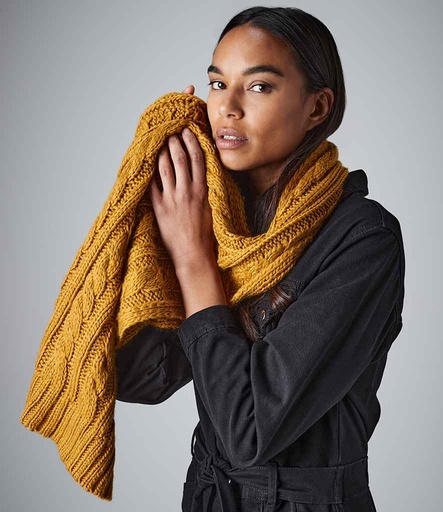 BB499 Beechfield Cable Knit Melange Scarf